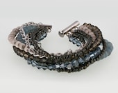 Sterling Silver Beaded Bracelet w/Swarovski Crystals and Blue Kyanite Semi-precious Stones