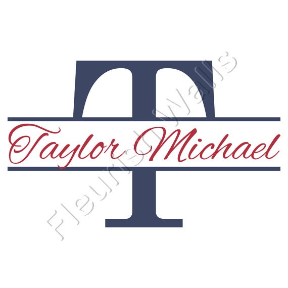 Monogram Wall Decal Personalized With Initial And Name For Baby Boy Nursery Or Boys Room Vinyl Wall Art 22H x 36W BN024