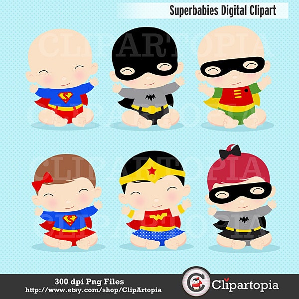 Superbabies Digital Clipart / Superhero Baby Clipart For Personal And Commercial Use Il_170x135