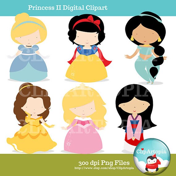 Princess II Cute Princess Digital Clipart for Personal and Commercial Use / INSTANT DOWNLOAD Il_570xn