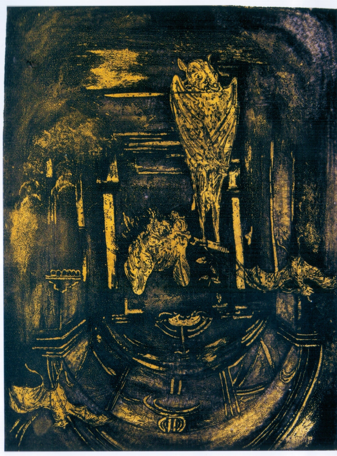 Modern Etching Painting - On Fabriano Paper - Gothic Style