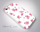 iPhone 4/ 4s and 5 Case - Pink Roses - Floral Cell Phone Cover - iPhone Hard Case- Flowers Pink White Girly Pretty -  Fashion