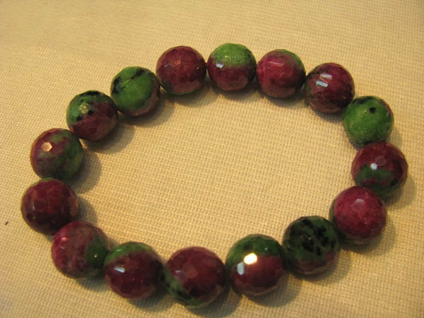 AA grade genuine ruby zoisite epidote  gemstone round ball handmade faceted  jewelry bead bracelet  10mm 8inch/L
