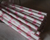 25 Pink Heart Paper Drinking Straws-Perfect for Parties