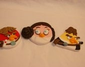 2D Angry Bird Star War Edible Toppers Fondant - set of 10 - Nice to decorate your cake / cup cakes.