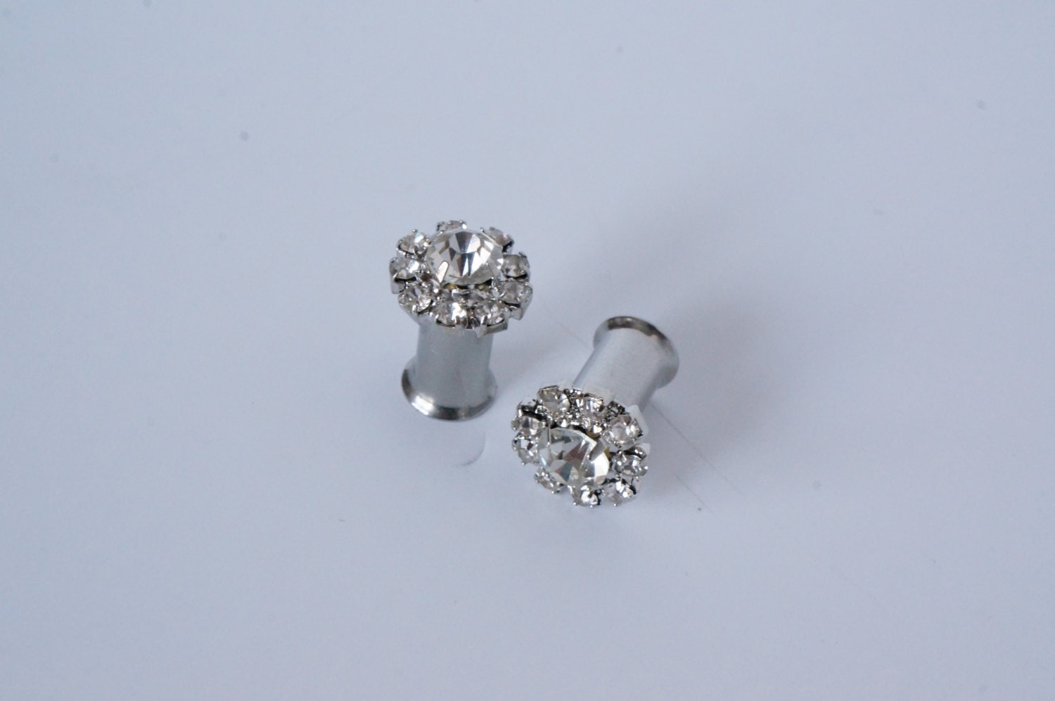 Rhinestone Gauged Earrings Plugs Eyelets 0g 2g 4g 8mm 6mm 5mm