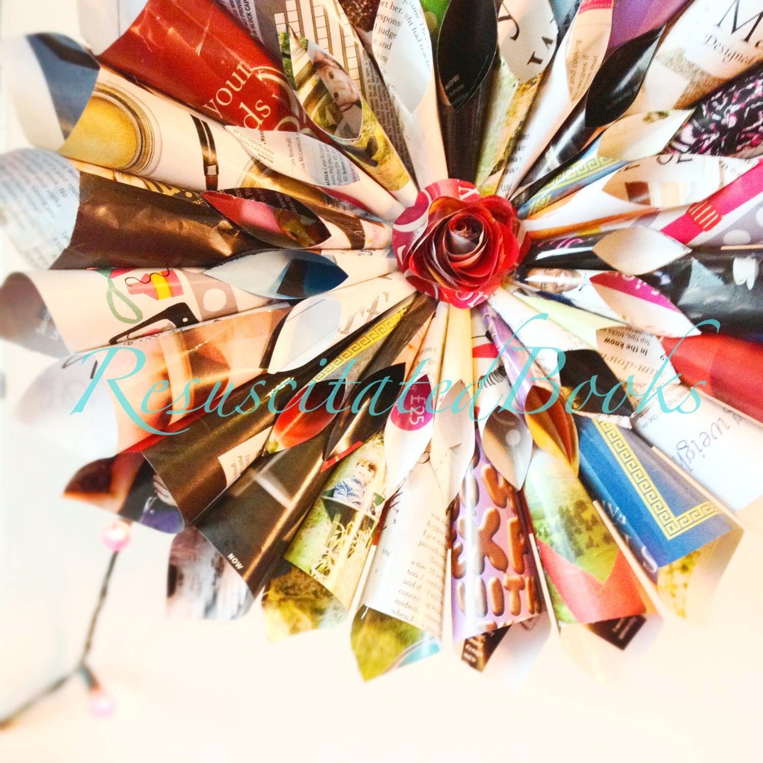 Handmade Decorative Upcycled Paper Wall Art Wreath OOAK
