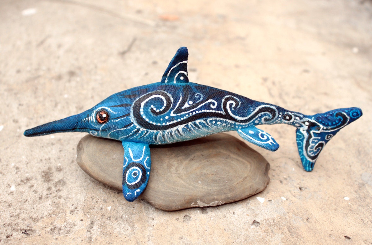 Animal Soft Sculpture Ichthyosaur Dinosaur Fantasy Ornamental Blue Paleontology Fossil Prehistoric