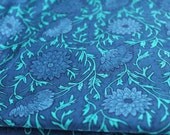 FAT QUARTER   Indian cotton  Block Print  - Summer Blue Flower