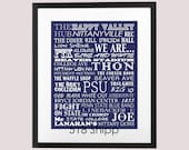 Penn State University Nittany Lions Typography Subway Scroll Art Print