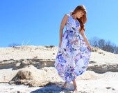 Summer Days- white floral cotton maxi dress with open back