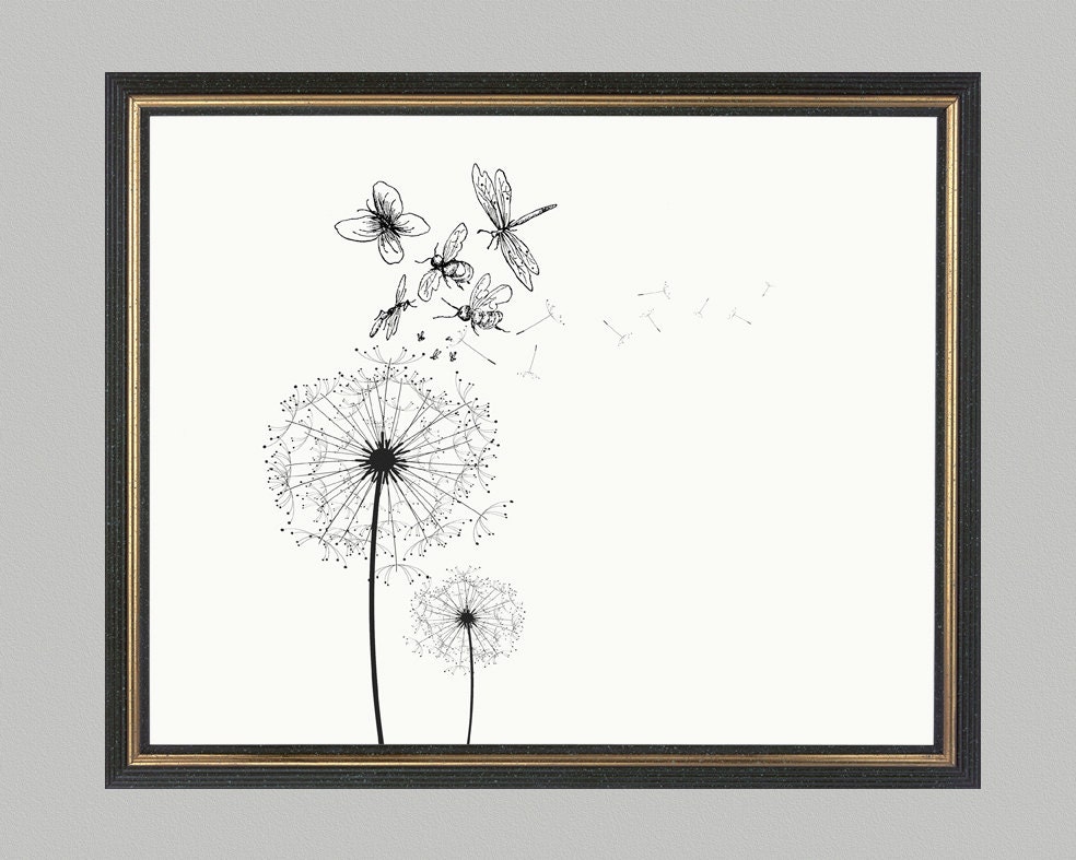 Dandelions - print on Fine art watercolor paper 8x10 inch.