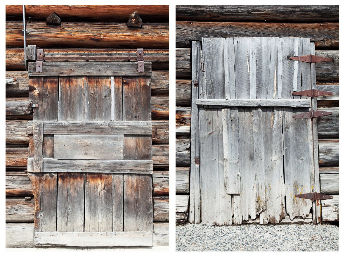 Barn Door Set: Rustic barn doors, wooden doors, handmade doors, western art, ranching, weathered wood, romantic, country chic
