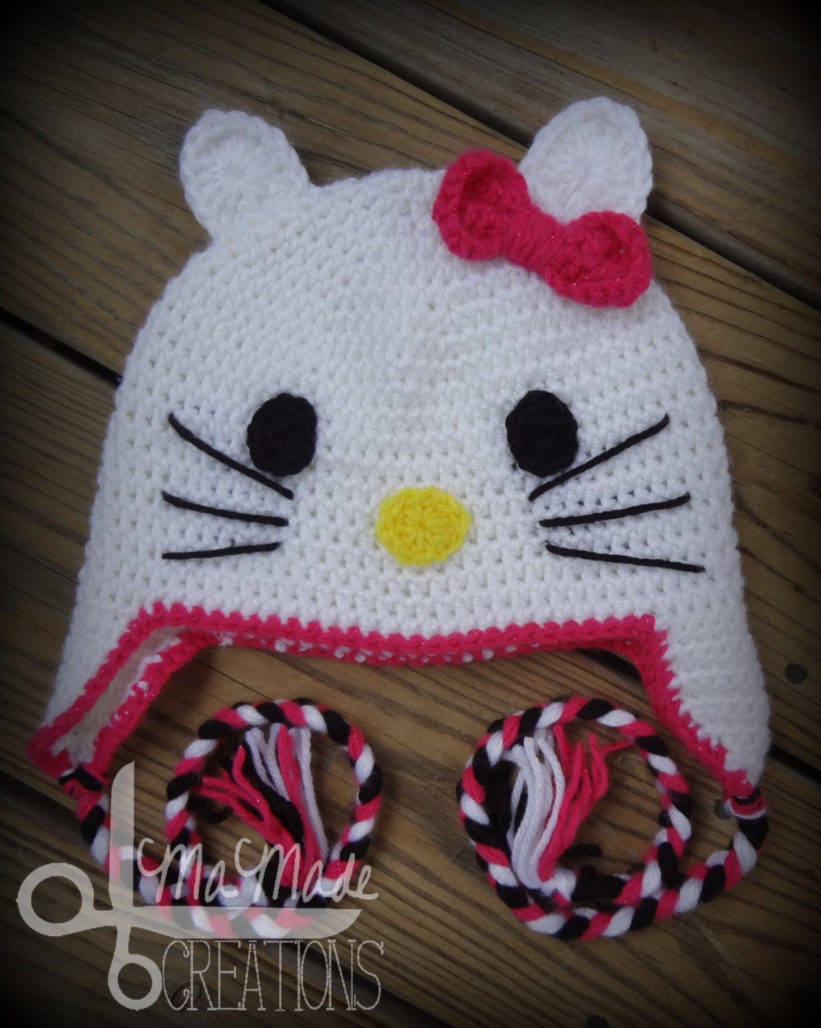 On Sale Kitty Cat Crochet Hat (READY TO SHIP Sized for 1 Year Old)