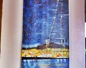 original painting seafront landscape acrylics blackpool tower in storm