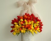 floral easter spring wreath tulips arrangements front door decorations wall decor wedding mother's day flowers shabby chic silk tulips