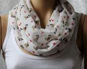 MICKEY AND HEARTS - Fashion infinity scarf Infinity scarf. Loop scarf. Circle scarf. Women Scarf. Gift