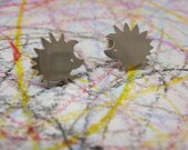 Silver hedgehog stud earrings, gift under 35, sterling silver, hand made, very cute animal jewelry
