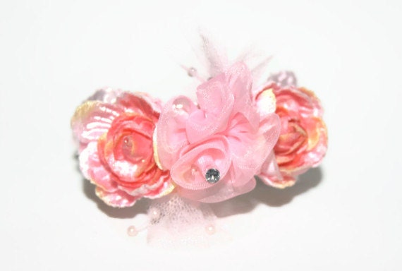 Floral Cuff Bracelet, Flowers and Petals, Handmade, Jewelry, Cuff Bracelet, Custom, Pink jewelry, Bridal, Brides, Wedding, Floral jewelry