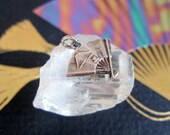 Vintage Sterling Silver Chinese Hand Fan Charm Pendant - Circa 1940s