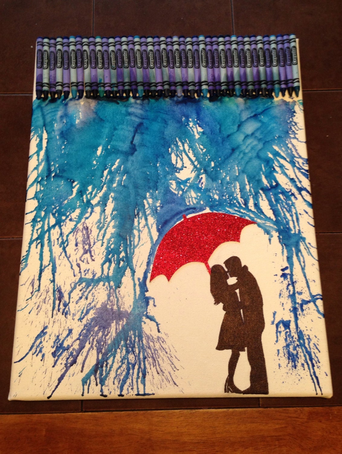 Melted Crayon Art - Romance in the Rain