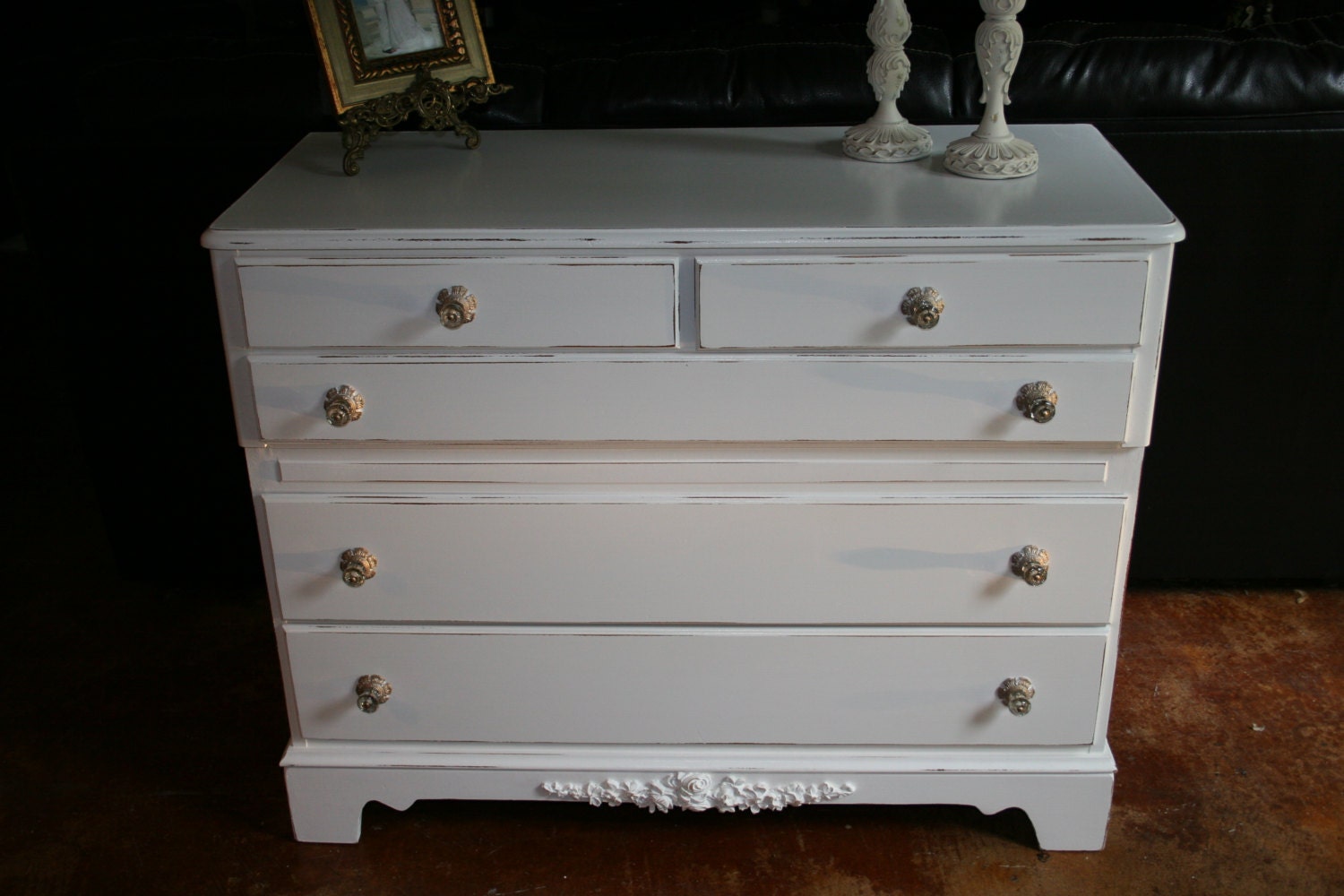 White dresser / painted furniture / shabby chic furniture / cottage furniture / distressed furniture / changing table