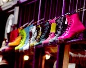 A4 print, Doc Martins, pinks, green, yellow, blue, colourful, street photography, County Durham - AdeleCarne