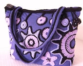 Crochet freeform purple-black handmade bag/purse