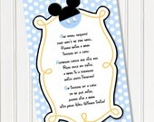 Please Bring a Book Instead Of A Card Mickey Mouse Invitation Insert - Red Yellow Black Mickey Mouse Birthday Party Invitations
