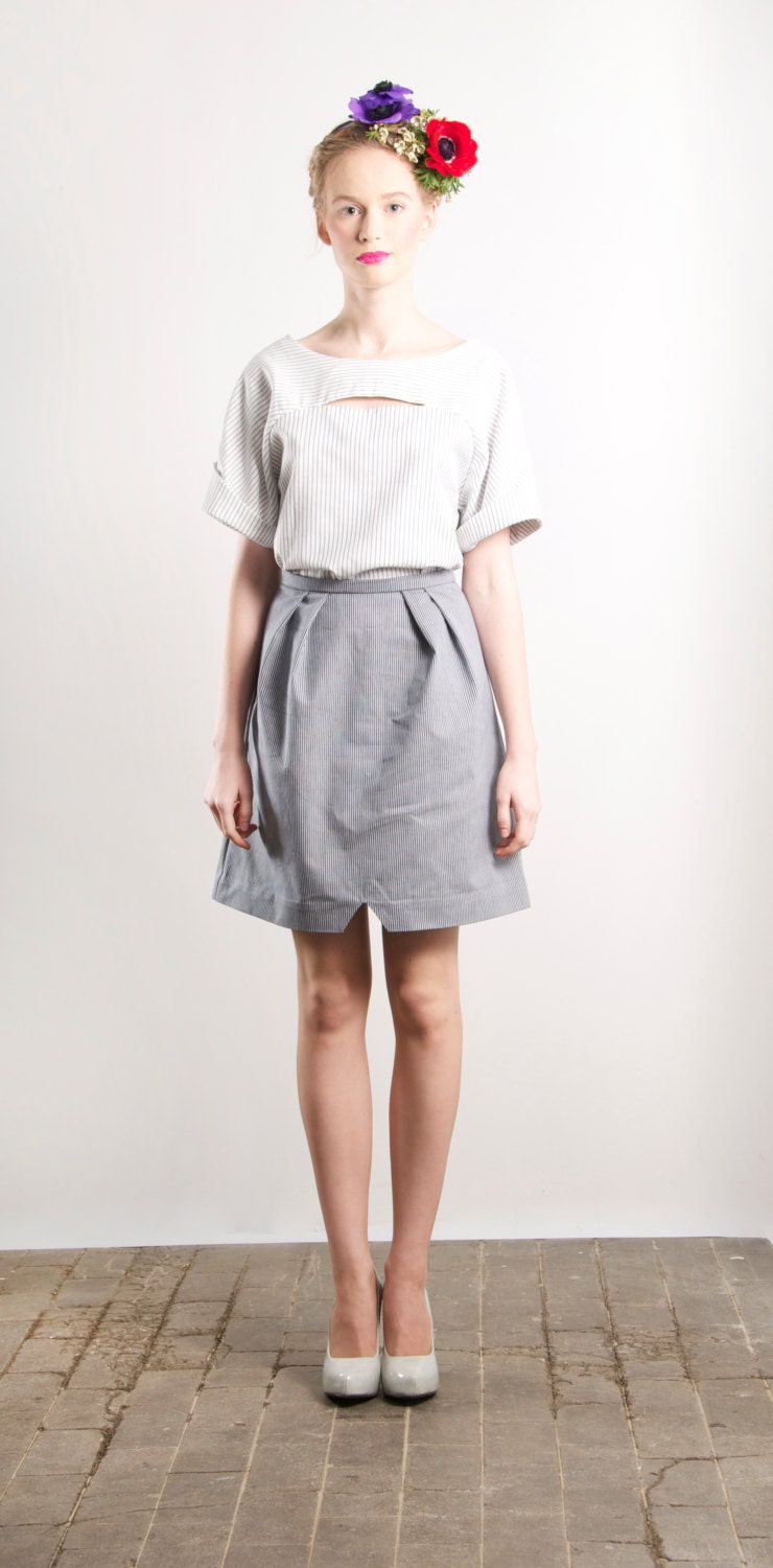 Striped high waisted skirt