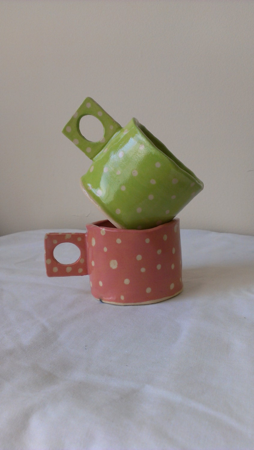 Polka dot Clay Mugs