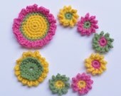 Crochet Flower Appliques - set of 8