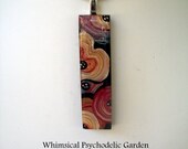 Whimsical  Blossoms hand painted pendant original on  wood hand painted wearable artwork PScheri Floral