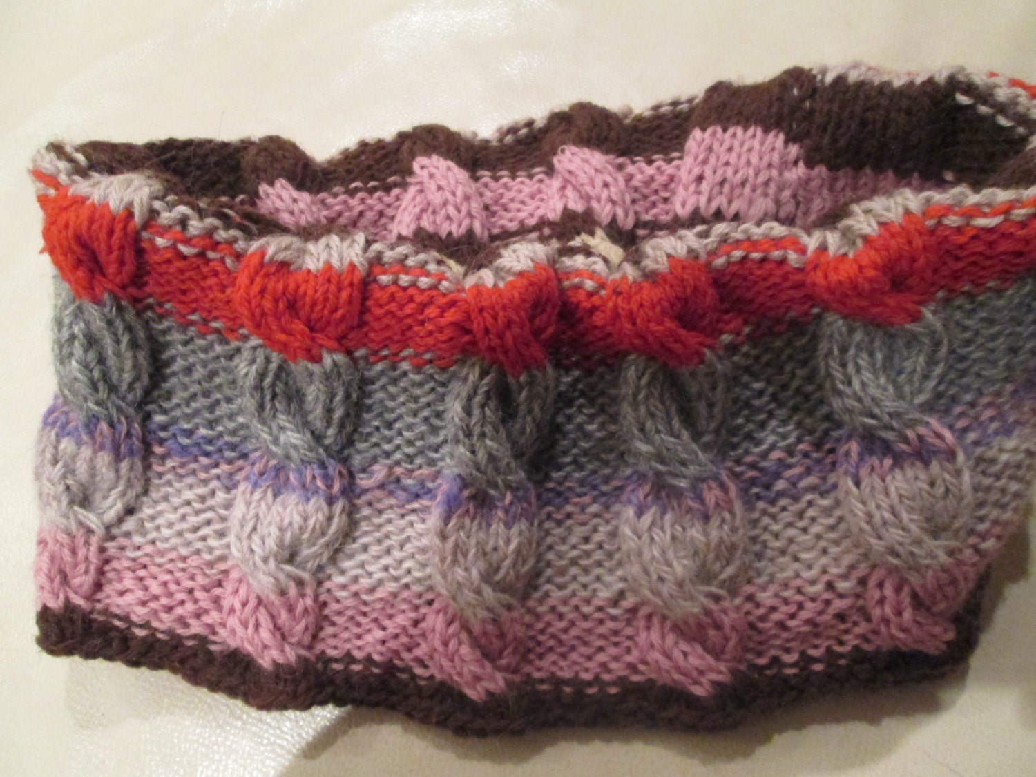 Hand Knit Cowl Scarf Neck Warmer Cable in Multicolor 100% Organic Wool,/Infinity Circle Scarf/Warm/Cozy/Soft/Thick/Accessory