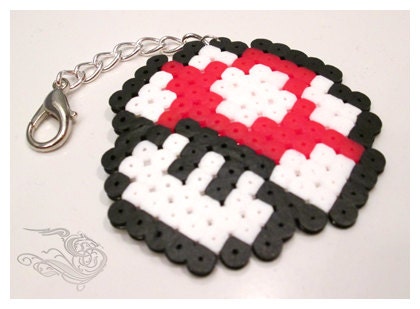 Mario Mushroom Perler Bead Keychain