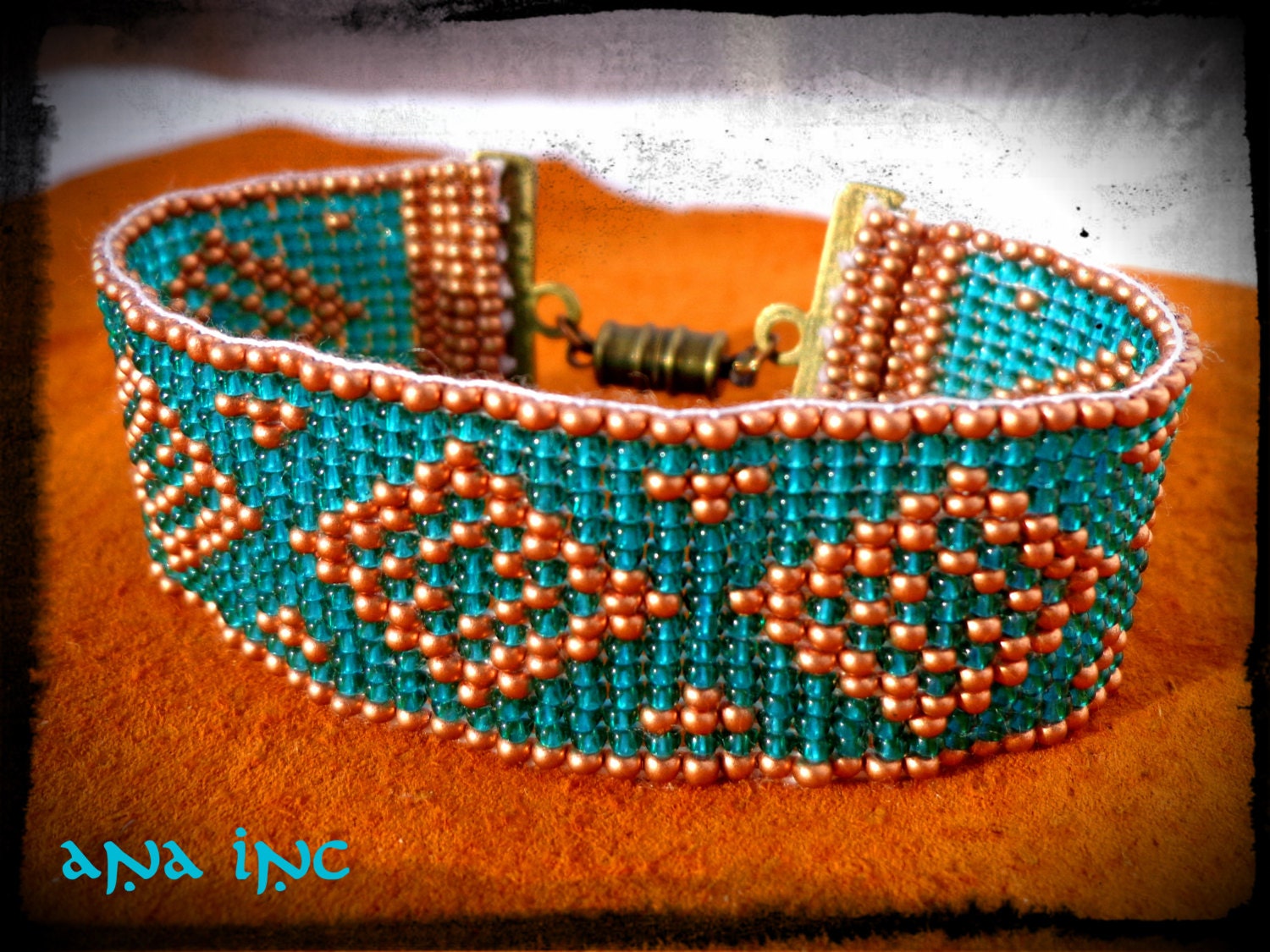 beaded hand loomed BRACELET, hippy boho, indian, aztec, peruvian design, friendship bracelet, chevron, inca, indian, tribal, yoga, bohemian