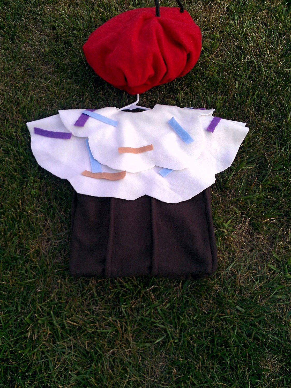 Cupcake costume - halloween - infant toddler child sizes custom cherry hat chocolate red