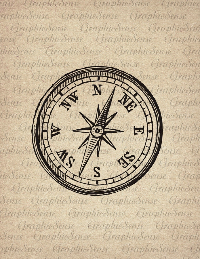 Mariner's Compass - Printable Graphics Digital Collage Sheet Image Download Iron on Transfer Fabric Paper Glass Tr82