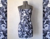 90s Dress Grunge // Club Kid 90s Dress Mini // Floral 90s Dress Black // 90s Goth Dress // Bodycon Dress // 90s Grunge size Medium