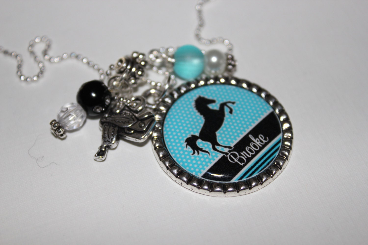 Sale - Buy 1 Get 1 Free - - Horse Necklace, Cowgirl Necklace, I love horses, Custom Girl Necklace, Swarovski, Bling Bead Necklace