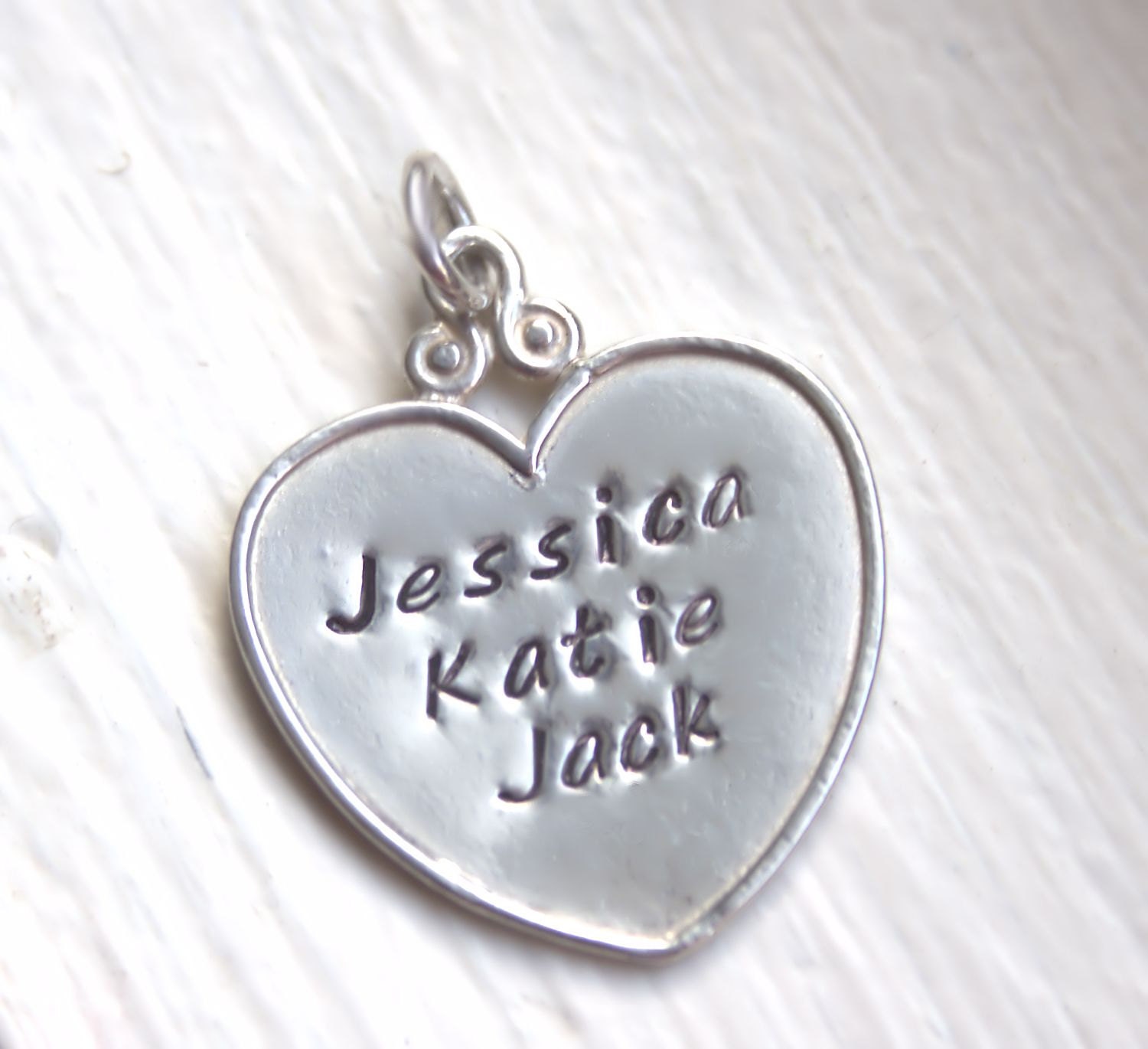 Hand Stamped Pendant, Personalized Pendant, Sterling Silver Heart Fancy Design, Unique Gift For Her, Mommy Jewelry, Mother's Jewelry