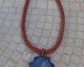 Beaded Kumihimo Necklace Featuring A Raku Pendant