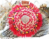 Upcycled recycled repurposed Beaded medallion, Bohemian Tribal necklace, Native American jewelry, Wooden beads, Eco friendly jewelry
