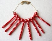 Pink Statement Necklace - Drop Down Beaded Necklace - Unique Bold Necklace - Long Spiky Necklace - Spring Costume Jewelry