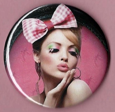 Purse Mirror: Miss Sassy Pink Bow - Blow Me a Kiss (Ships Free)