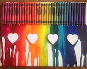 Melted Crayon Art with Hearts on 12" x 9" Canvas