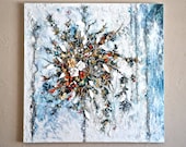 Summer Fragrance 40 x 40 Original mixed media Abstract 3D texture paint Art on canvas Cottage Neutral wall decor art.