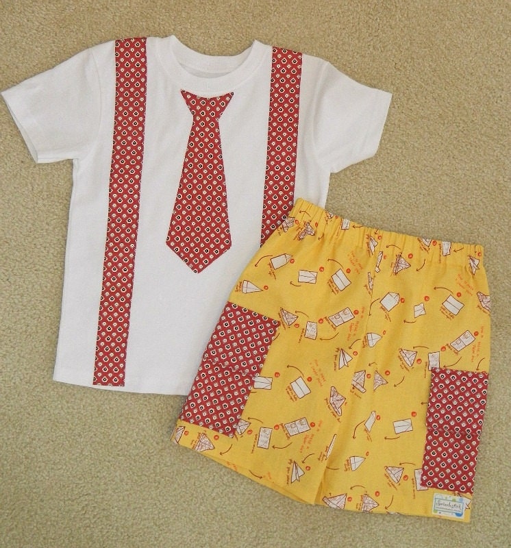 Boys Shorts And Shirt With Suspenders and Tie, Sizes 6 Months To 6 Youth....Size 4T Ready To Ship Now