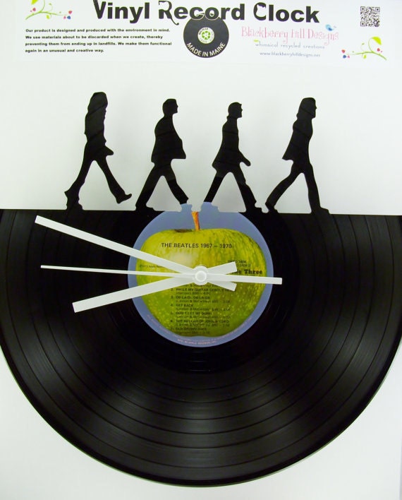 Recycled Vinyl Record BEATLES Wall Clock - Clock Kit Included