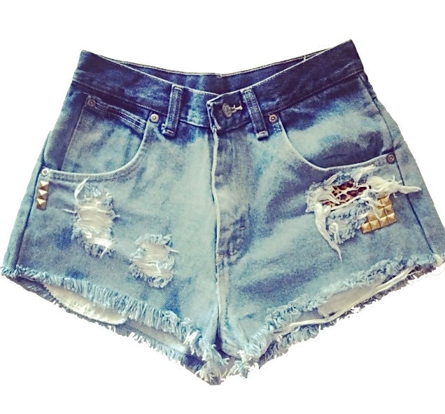 Destroyed Jean Shorts, High Waisted Jean Shorts, Denim Shorts, High Waisted Denim Shorts, Studded Jean Shorts